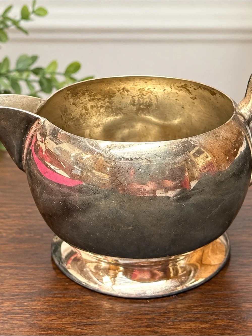 Vintage Academy Silver on Copper Creamer Pitcher Footed Serving Piece